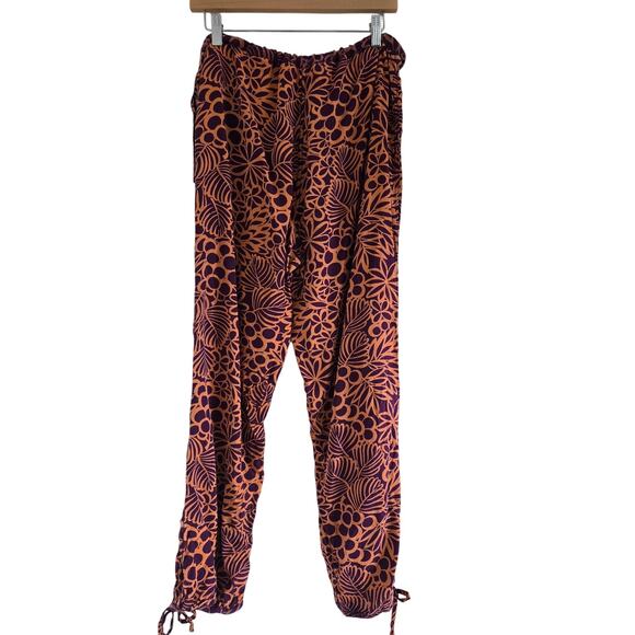 Sundance Boho Printed Jogger Pants Orange Navy Size M Relaxed Lounge Resort - Picture 5 of 11